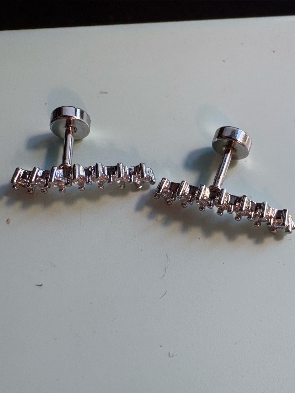 20 gauge Stainless Steel Crystal Bar Stud Earrings